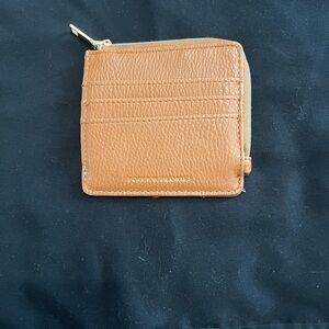 Poppy & Peonies Wild Card Cognac Leather Zip Card Wallet